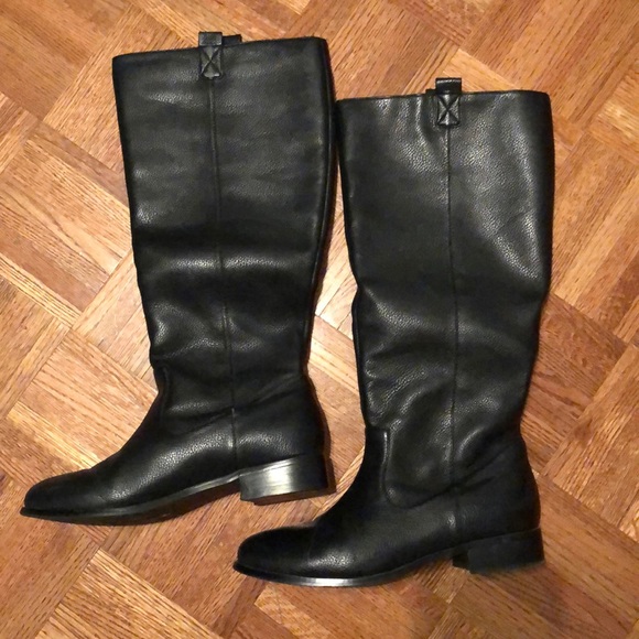 wide calf patent leather boots